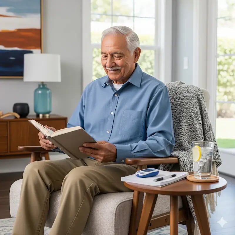 Adulto con diabetes controlada