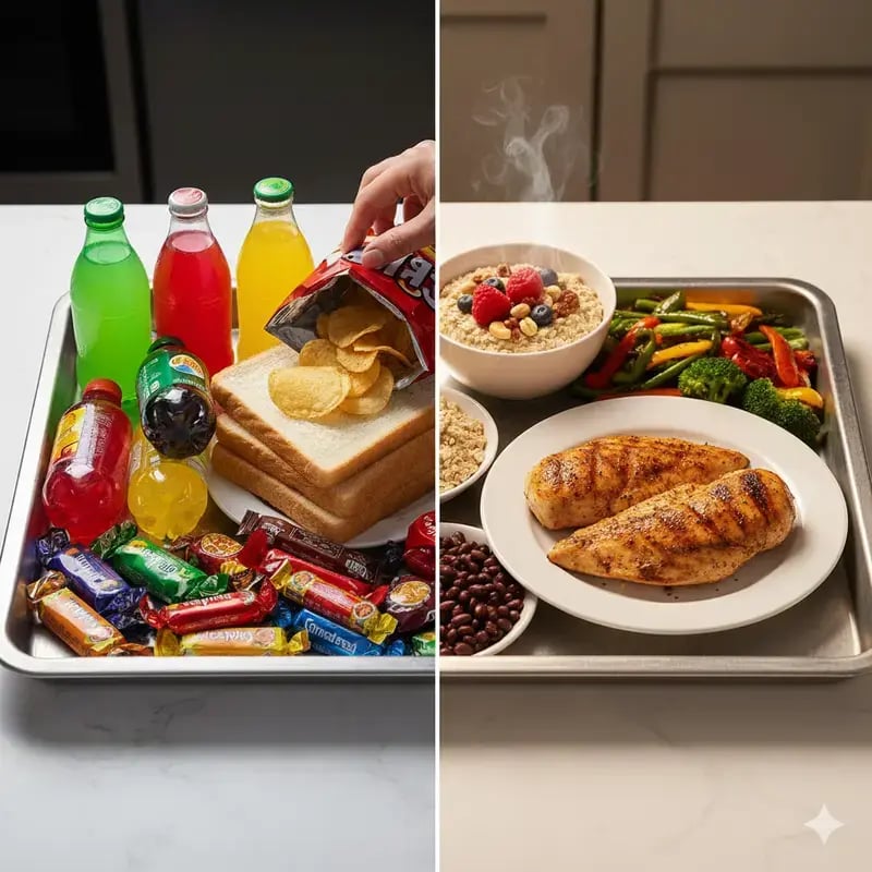 Alimentación adecuada vs no adecuada