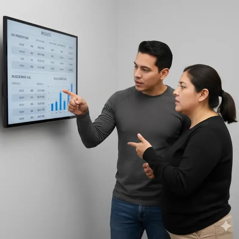 Comparando sus porcentajes de grasa corporal