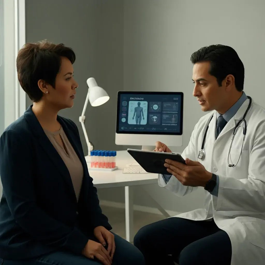 Endocrinólogo dando un diagnóstico