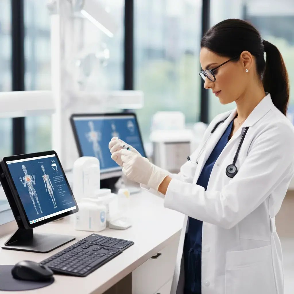 Endocrinólogo revisando exámenes