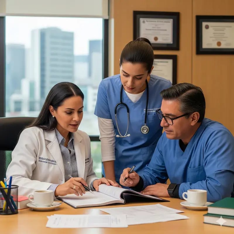 Equipo de médicos trabajando juntso
