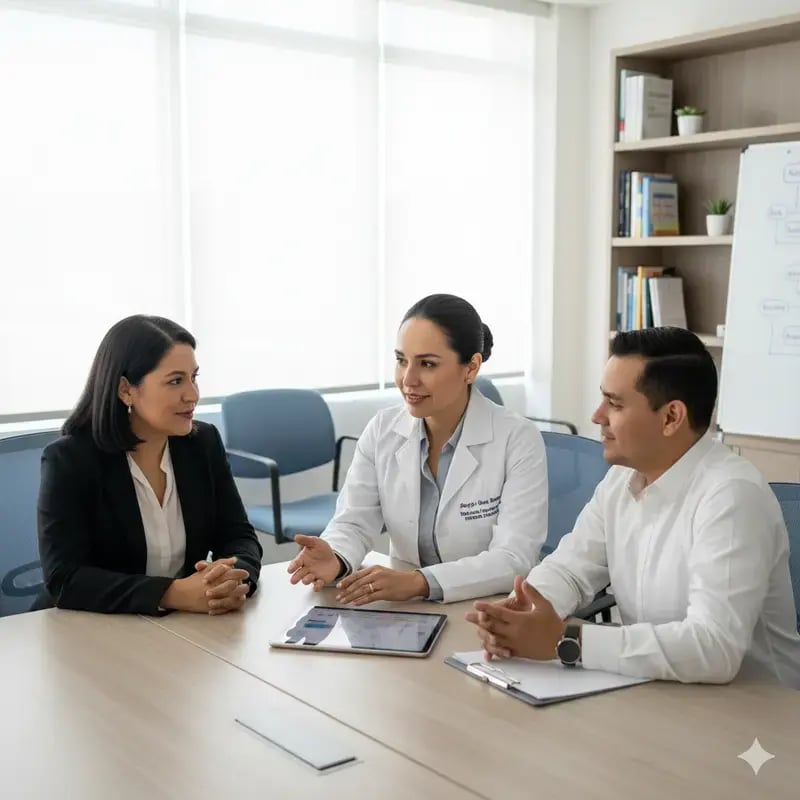 Equipo médico para ponerse de acuerdo