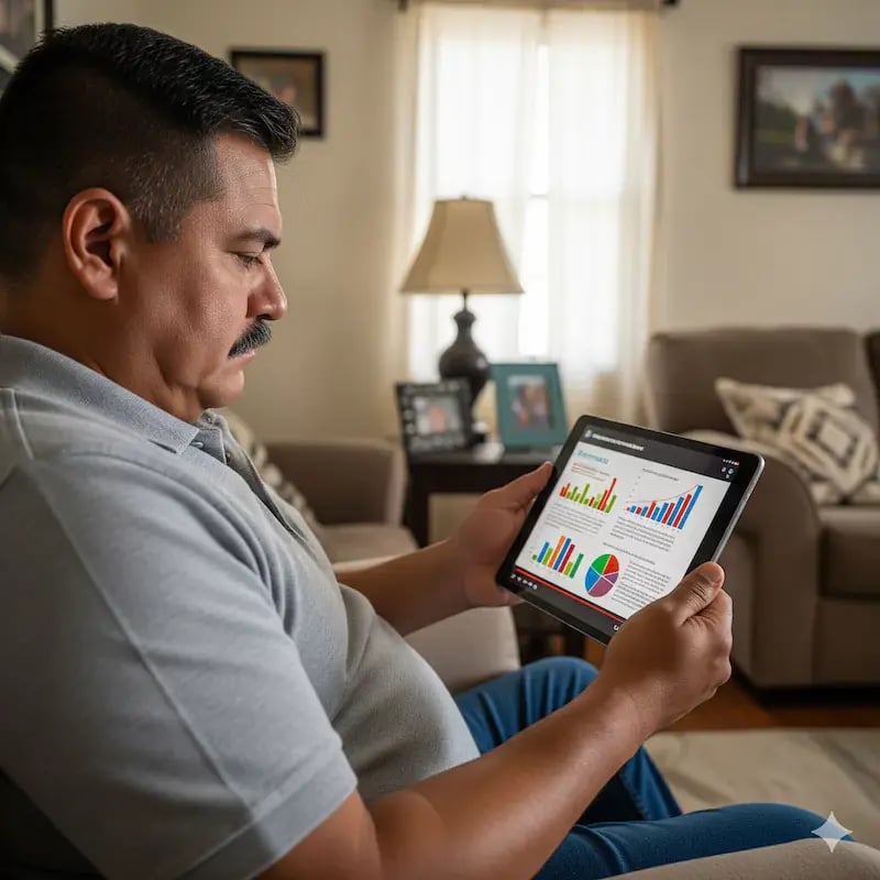 Hombre revisando sus resultados del tratmiento