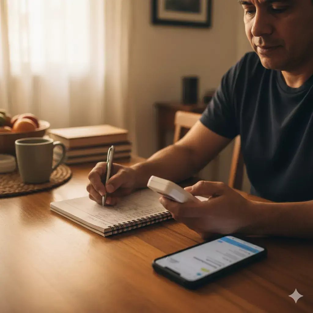Paciente tomándose la glucosa