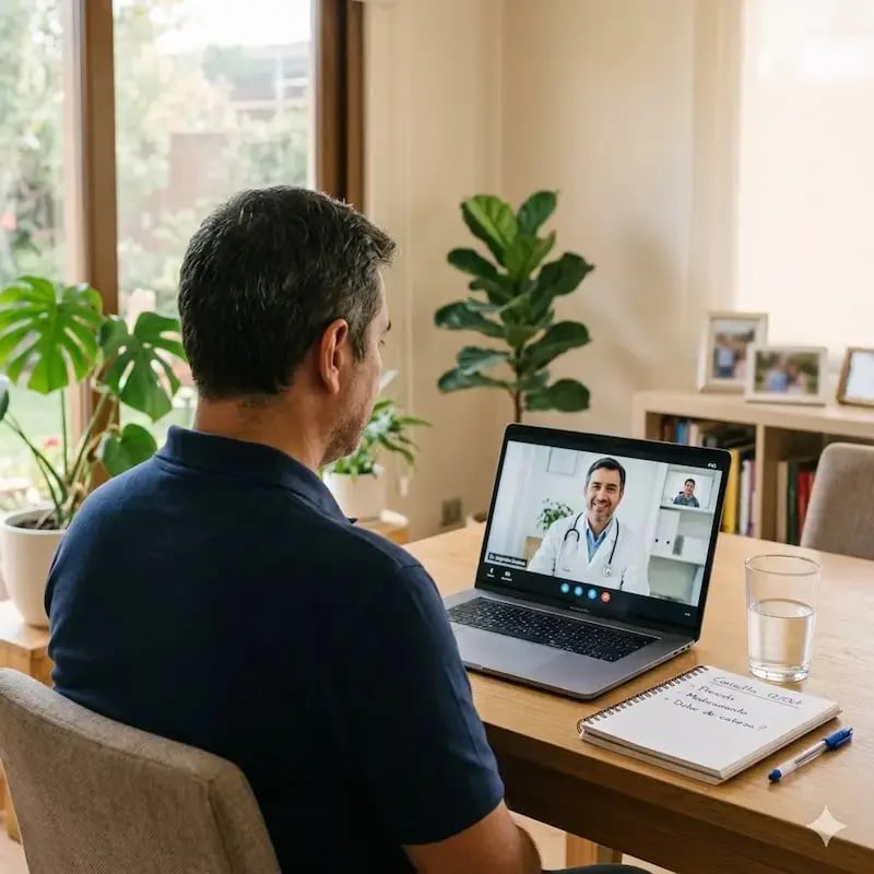 Persona de mediana edad en telemedicina