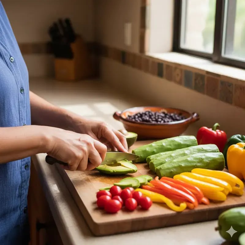 Preparando alimentación saludable