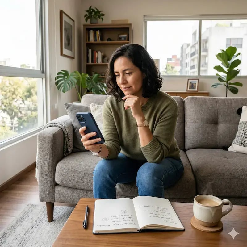chica siguiendo su plan y tomando nota