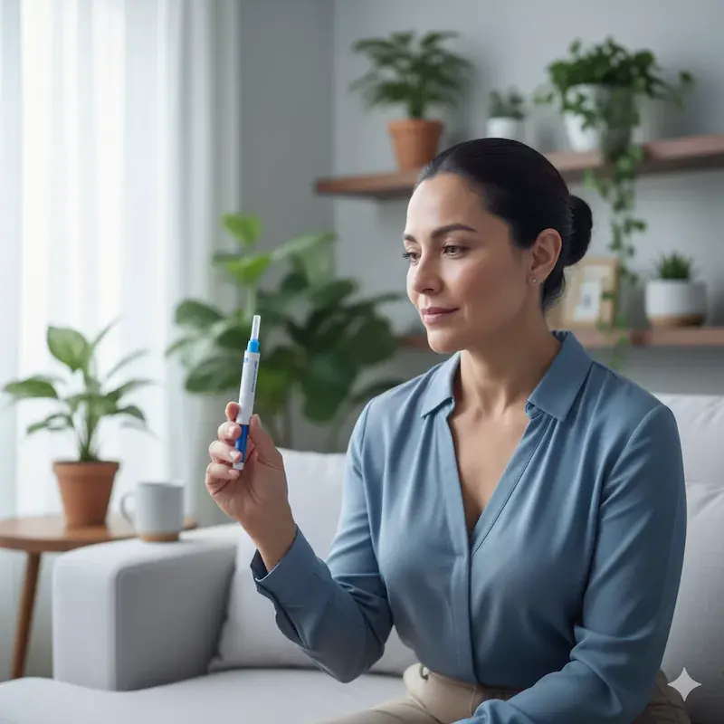 Mujer a punto de inyectarse semaglutida