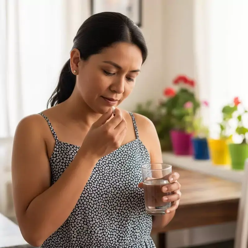 paciente mujer tomando metformina para su diabetes