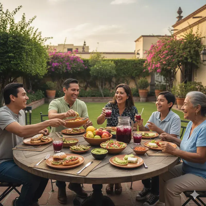 Familia reunida para comer saludablemente sin sacrificar sabor